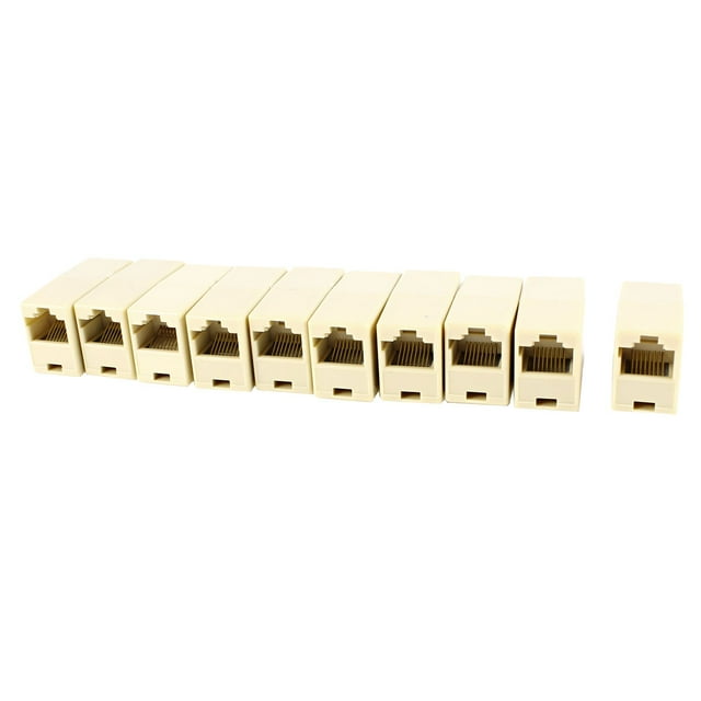 Unique Bargains 10 Pcs RJ45 8P8C CAT6 Adaptateurs de Câbles Femelle à Femelle Beige