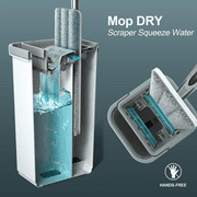 JOYMOOP Mop and Bucket with Wringer Set, Wall Mop Cleaning Bucket with Mop, Hands Free Flat Mop Bucket with 8 Microfiber Pads