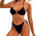thumbnail image 1 of Bikinis sexys de dos piezas con tiras en el cuello y cadena de triángulos para mujer, trajes de baño de dos piezas con aros y talle alto, 1 of 5