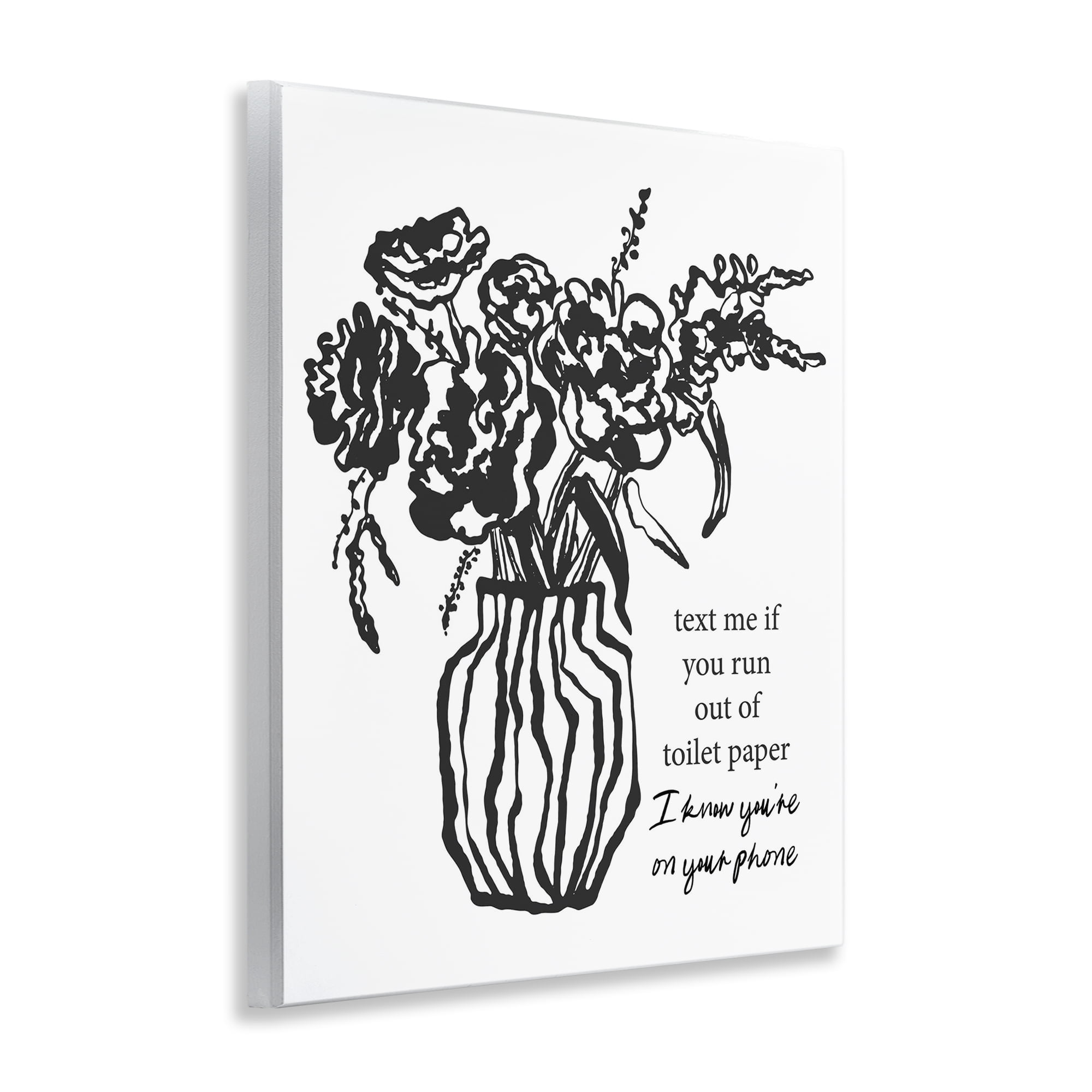 Stupell Industries Text Me Bathroom Florals Wall Plaque Art, design by Lettered and Lined