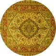 thumbnail image 1 of Ahgly Company Machine Washable Indoor Round Medallion Yellow Traditional Area Rugs, 5' Round, 1 of 4