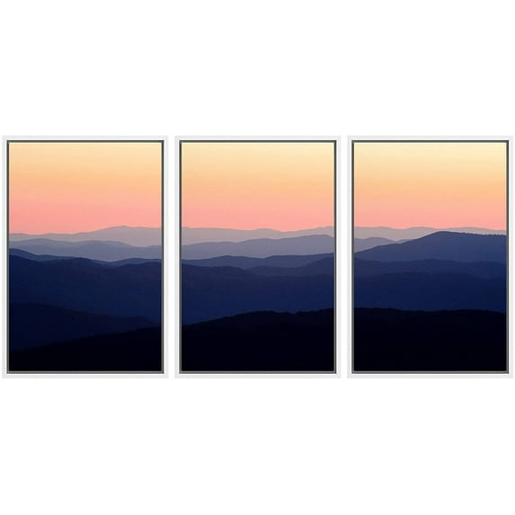 IDEA4WALL Framed Canvas Wall Art Orange Pink Sky with Blue Purple Mountain Landscape Wilderness Photography Minimalism Modern Scenic Colorful for Living Room, Bedroom, Office