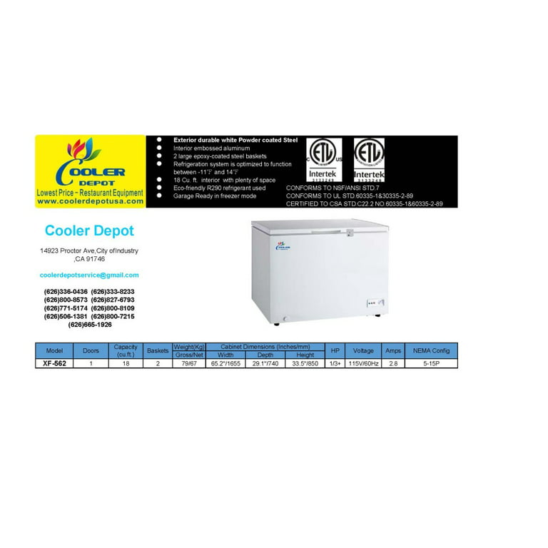 Industrial Chest freezer or Deep Freezer (-34C) - 18 cubic foot for  Industrial use