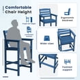 thumbnail image 5 of FUNDAZE Outdoor Bar Height Chair Set of 2, HDPE Weather Resistant Patio Stools with Wide Seat, Ergonomic Back, Armrest & Footrest, Tall Bar Chair for Garden, Poolside, Balcony, Navy Blue, 5 of 6