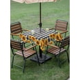 thumbnail image 4 of Outdoor Tablecloth with Umbrella Hole for Patio/Picnic/Party/Camping, Sunflowers Waterproof Table Cloth Square Cover Washable, Farmhouse Summer Floral Black White Plaid (54"x 54"), 4 of 8