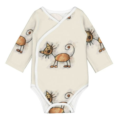 

Matuu Brown Cat Cartoon for Baby Long-Sleeve Bodysuit Soft Cotton Comfortable and Breathable Perfect for Newborns and Infants