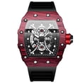 thumbnail image 1 of Reloj de Cuarzo Esqueleto Tonneau para Hombre, Correa de Silicona Impermeable Luminosa Estilo de Carreras, 1 of 6