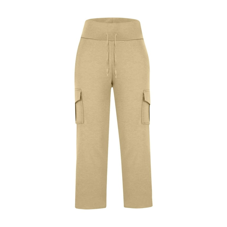 ZACPNCV Cargo Pants for Girls Drawstring High Waist Flared