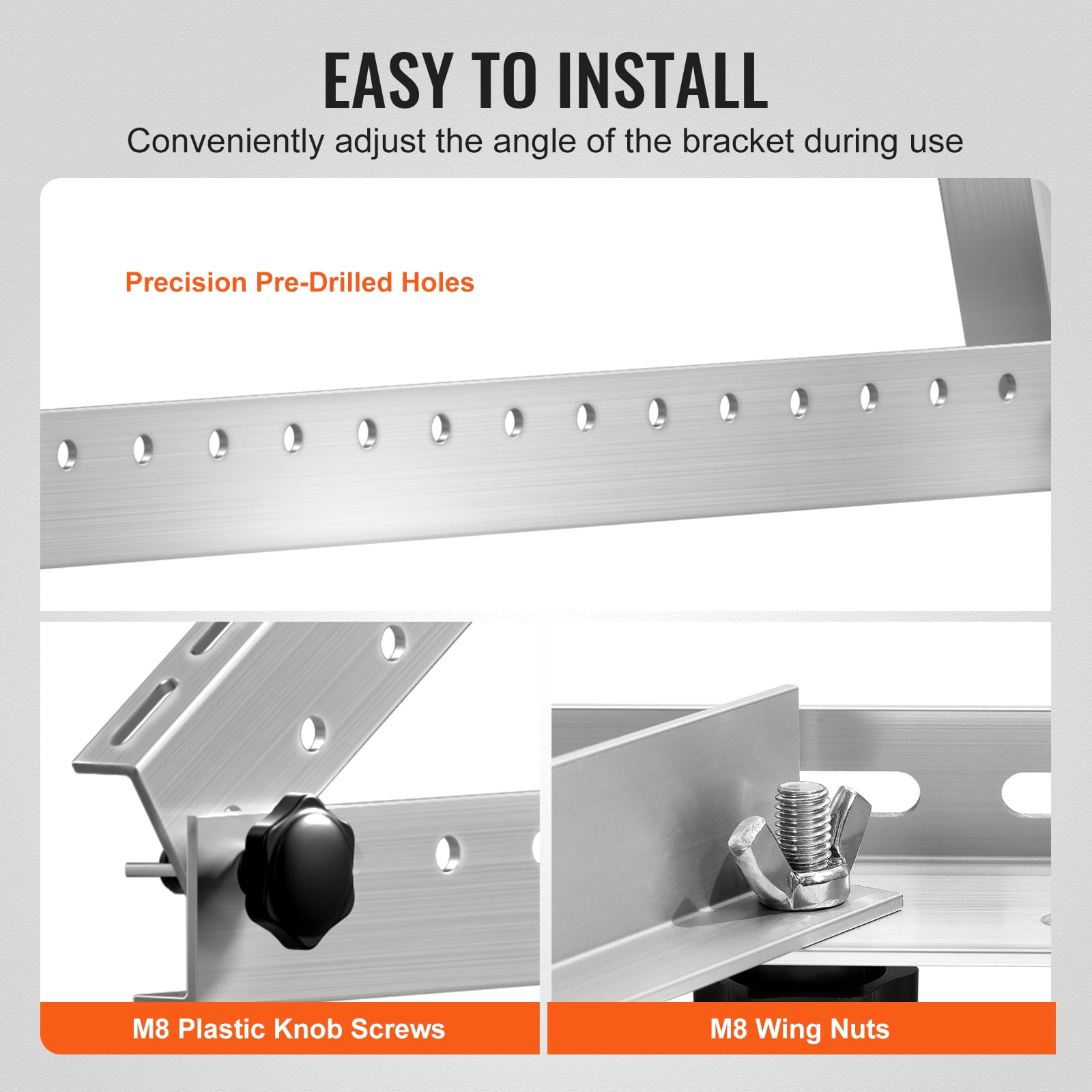 KFFKFF 50" Solar Panel Support Brackets, Adjustable 0-90° Tilt, Suitable for 100-550W Panels, Aluminum Construction with Foldable Legs for RVs, Roofs, Boats, Off-Grid Applications