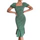 thumbnail image 1 of Vestido Sexy De Verano Mujer Bodycon Vestidos largos Manga corta con volantes Vacaciones Vacaciones (Verde L) Ygjytge para Mujer Verde T M, 1 of 7