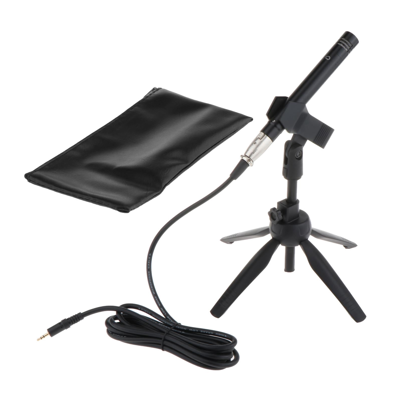 LeeQinersw Interview Microphone with Desktop Stand 3.5mm with Mic Clip Omnidirectional Mic Black