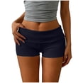 thumbnail image 2 of Qgtaibl Womens Mini Shorts Trendy Fold Over Tummy Control Stretchy Shorts Casual Tight Workout Shorts for Bike Yoga Running Navy S, 2 of 5