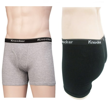 4 Men's Boxer Briefs Undewear 100% Cotton Shorts Size M L XL Black Grey (Best Man Boxer Shorts)