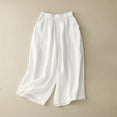 thumbnail image 3 of REALiKUN Women's Linen Cropped Wide Leg Pants Elastic Waist Casual Palazzo Trousers with Pockets, 3 of 3