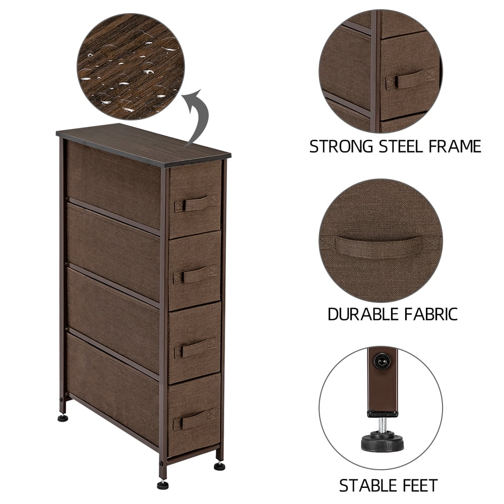 Lowestbest Drawer Dresser, Dresser Drawer Organizer 4 Drawers, End Table Storage Cabinet, Easy Pull Fabric Bins, Wooden Side Table for Bedroom, Hallway, Entryway Furniture, Brown Lowestbest Drawer Dresser, Dresser Drawer Organizer 4 Drawers, End Table Storage Cabinet, Easy Pull Fabric Bins, Wooden Side Table for Bedroom, Hallway, Entryway Furniture, Brown