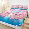 thumbnail image 3 of Homewish Cartoon Animal Axolotl Twin Sheet Sets,Cherry Blossom Twin Fitted Sheet,Pink Blue 03,For Girls,Microfiber Bedroom Decor,3-Piece, 3 of 7