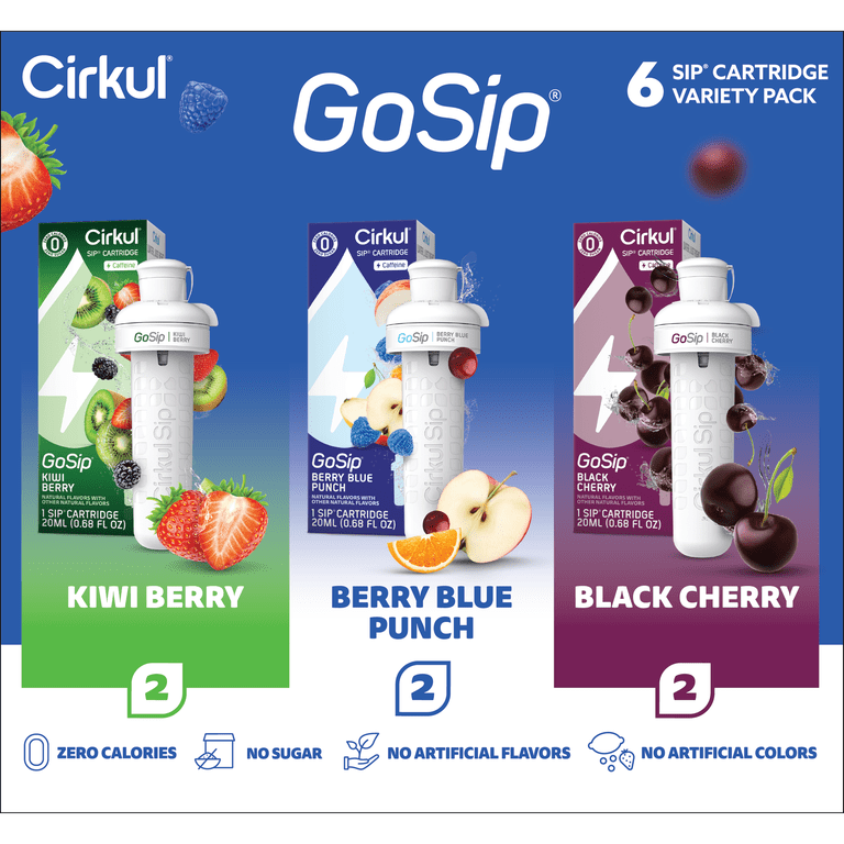 Cirkul GoSip Flavor Cartridge Variety Pack, 6-Pack (2 Berry Blue Cirkul GoSip Flavor Cartridge Variety Pack, 6-Pack (2 Berry Blue