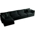 thumbnail image 3 of Shaped Oversized Sectional Sofa Modern Deep Seat Reversible Chaise Sofa&Couch with Movable Ottoman, Modular Sleeper Upholstered Couch for Living Room, Apartment, Studio, Office, 146.5", Black/L, 3 of 11