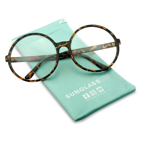 XL Oversize Round Vintage Inspired Clear Lens, Non Prescription Novelty, Fashion Eye Glasses