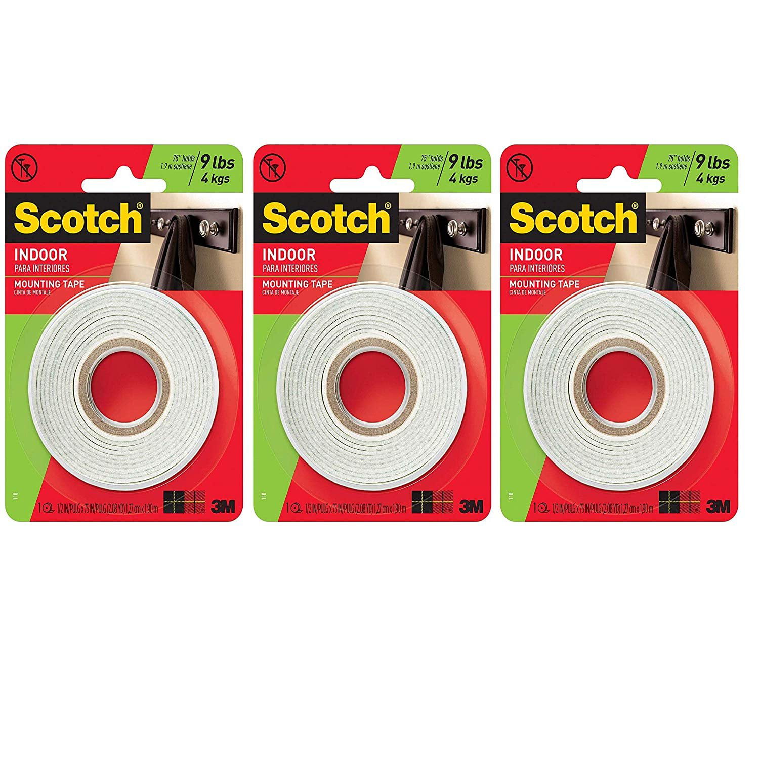 Scotch Mounting Tape 75" Holds up to 9lbs