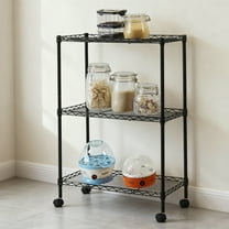 3 Tier Shelving Unit, Metal Storage Shelves , Chrome 3-Tier Shelving All-Purpose Utility Cart