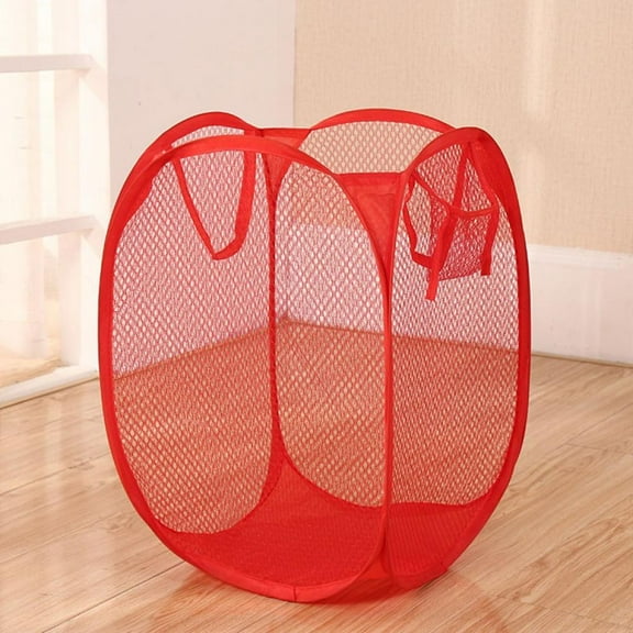 Mesh Pop Up Laundry Hamper with Durable Handles - Portable Collapsible Clothes Baskets for Dorm, Bathroom & Travel