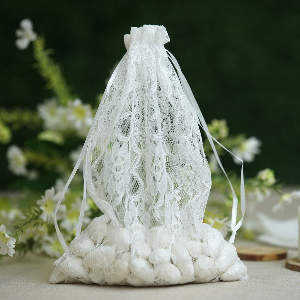 10 pcs 3x4" White Floral Lace Gift Favors Bags Romantic Wedding Party Reception 