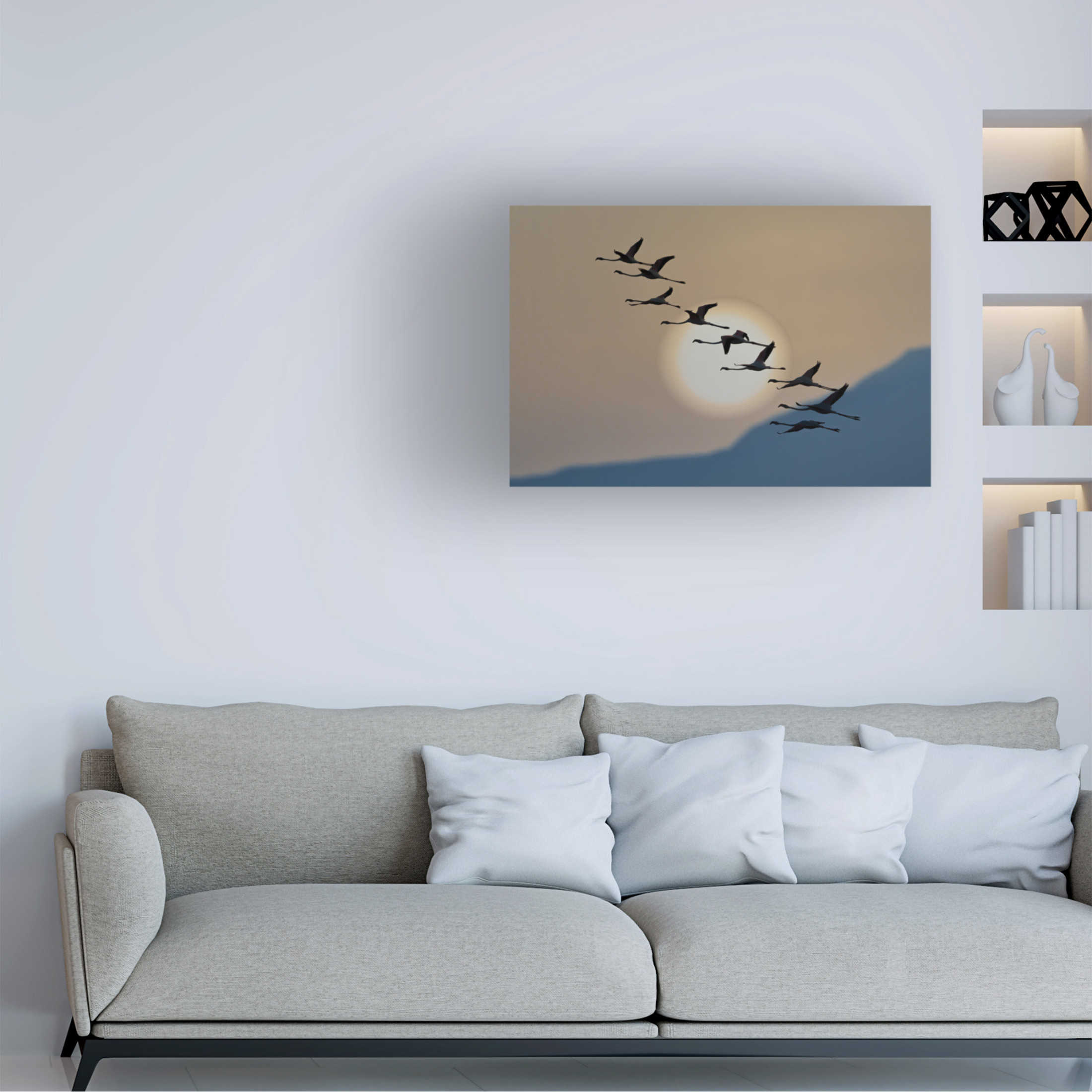 Trademark Fine Art Eyal Bar Or Flamingos At Sunrise Canvas Wall Art