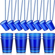 24 Pieces Shot Glass on Beaded Necklace Plastic Shot Cup Necklace Bachelorette Party Team Men and Women Supplies