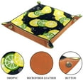 thumbnail image 3 of Women Girls Leather Square Dish Trinket Plate Jewelry Tray, Lemon Citrus and Lime Pattern Mothers Day Birthday Gift, 3 of 6