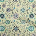 thumbnail image 1 of oneOone Cotton Poplin Light Yellow Fabric Asian Suzani Sewing Material Print Fabric By The Yard 56 Inch Wide, 1 of 5