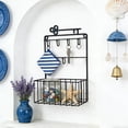 thumbnail image 6 of Modern Wall-Mounted Key Holder with Storage Basket - 7 Hooks, Iron Entryway Organizer for Keys, Mail, Phone, Home & Office Decor&nbsp;,Black, 6 of 6