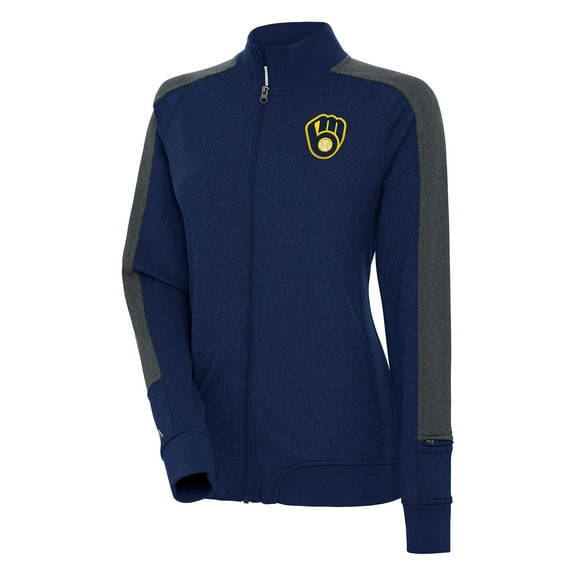 Women's Antigua Navy Milwaukee Brewers Strike Full-Zip Track Jacket