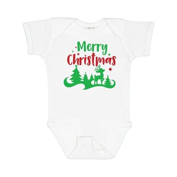 Inktastic Merry Christmas, Rudolph, Stars - Red Green Boys or Girls Baby Bodysuit