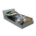 thumbnail image 2 of Ambesonne Nature Fitted Sheet & Pillow Sham Set, Tropical Forest Scenery, Twin, Forest Green Brown White, 2 of 2