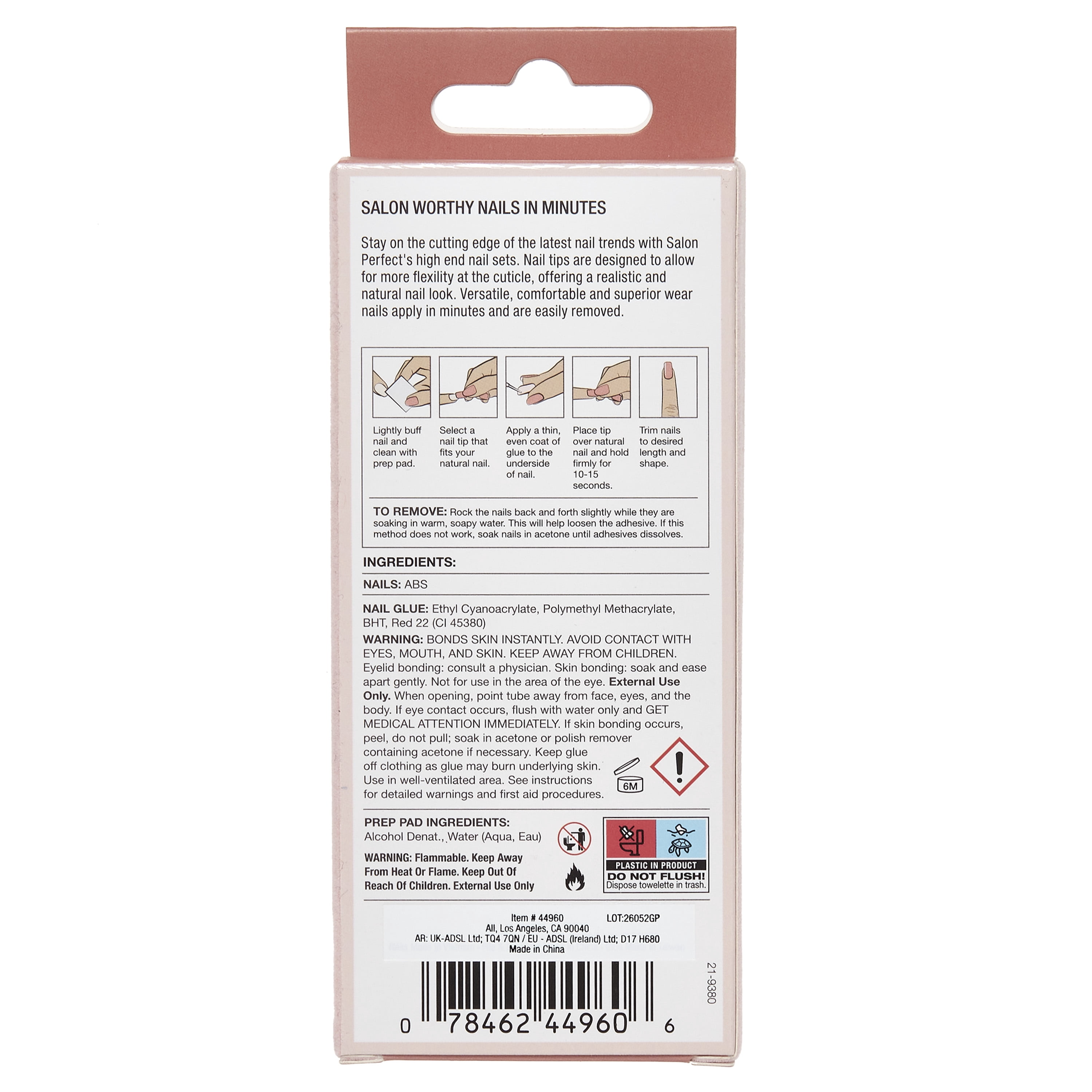 Salon Perfect Halloween Chill Medium Almond Press-On Nails with Glue & File, Green French, 30 Pieces