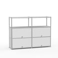 thumbnail image 4 of Innovaze 4-Door Modular Metal Sideboard with Open Shelf, Modern Twin-Row Grid Cabinet for Dining or Living Room, Office, White, 4 of 7