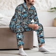 thumbnail image 7 of Susaid Blue Excavator Print Men's Long Sleeve Pajama Set, Two-Piece Button-Down Loungewear PJs Set, Comfortable Sleepwear for Relaxation-, 7 of 7