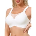 thumbnail image 4 of INSPIRE CHIC Plus Size for Women's Mesh V-Neck Wirefree Seamless Soft Bras Full Coverage Minimizers 3XL White, 4 of 4
