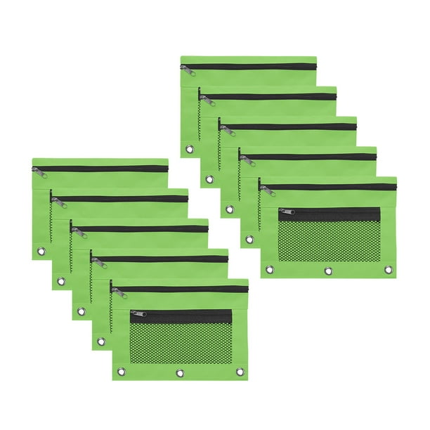 Carpeta de tela con ojales B5, 10 unidades, bolsa para documentos de oficina con cremallera y estuche para bolígrafos, diseño de tres agujeros para organizar documentos y guardar útiles
