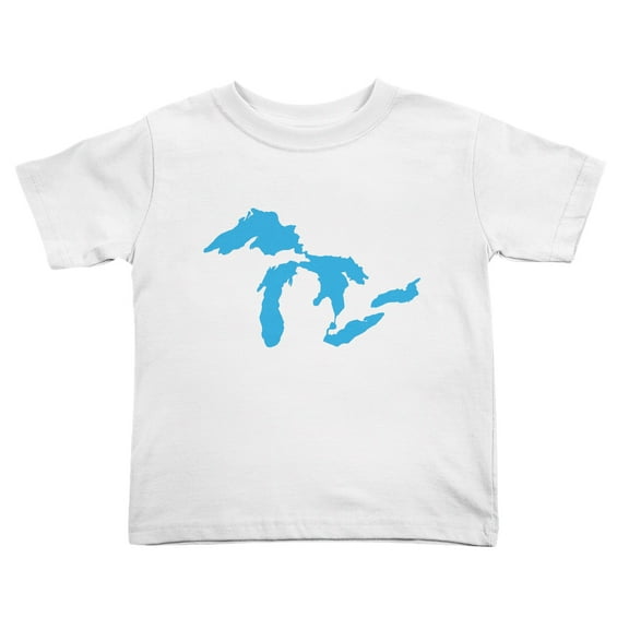 Map of Great Lakes Lake Champlains Funny Toddler T-Shirts for Boys Girls (White, Youth XL)
