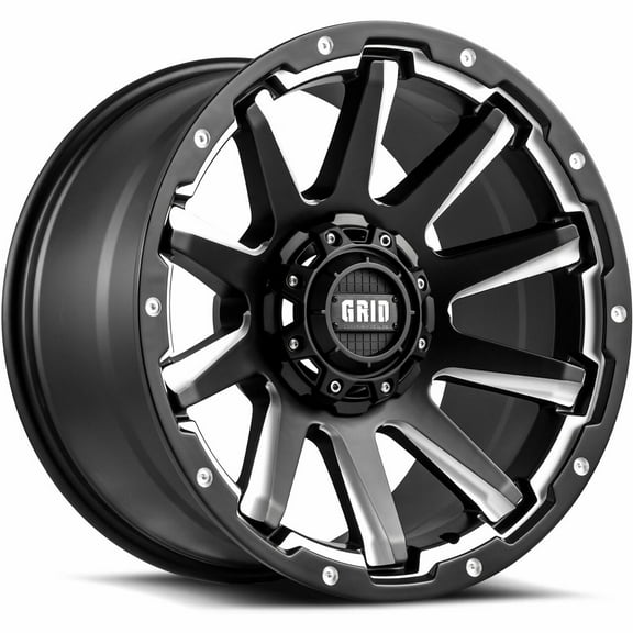 Grid OffRoad Custom Wheel for 20x9 RIm Black w/ Chrome Wheel