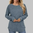 thumbnail image 2 of Kogui Chandails pour Femmes Automne 2025 Mode Automne 2025 pour Femmes Chandails à Blocs de Couleur Légers à Rayures Col Ras du Cou d'Hiver Tendance Chandails à Enfiler Hauts (Bleu,P), 2 of 5