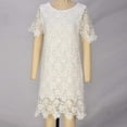 thumbnail image 6 of Efsteb Summer Dresses for Women Crew Neck Lace Stitching Elegant Dress Loose Fashion Sundresses Casual Comfy Short Sleeve Classic Solid Color Spring Dresses (White,XXL), 6 of 8