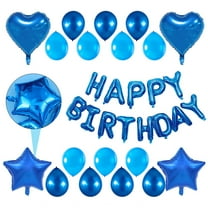 FOLOYORI Birthday Party Supplies 31Pcs Blue Heart Shaped Balloon Set with Latex and Aluminum Film