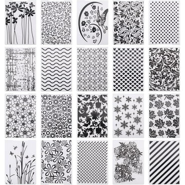 1set 20pcs 20 styles Plastic Embossing Folder Scrapbooking Photo Album Card Template Mixed Shapes Black 146~295x100~105x2~3mm 1pc/style