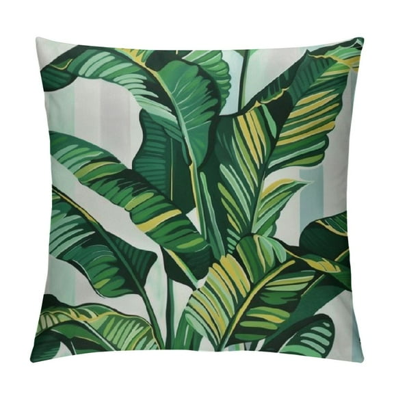 Fenyluxe Palm Leaves Home Decorative Throw Pillows Covers, Tropical Leaf Jungle PalmsOutdoor Pillow Case for Livingroom Bedroom, Boho Pillow Cushion Covers for Man Woman 12x12in