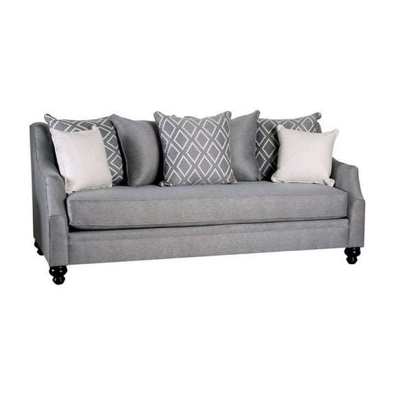 Furniture of America Hollie Transitional Fabric Upholstered Sofa in Gray
