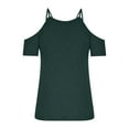 thumbnail image 5 of Camiseta de manga corta sólida de verano para mujer con hombros descubiertos y cuello en V informal con cordones OAVQHLG3B Store lin121212, 5 of 5