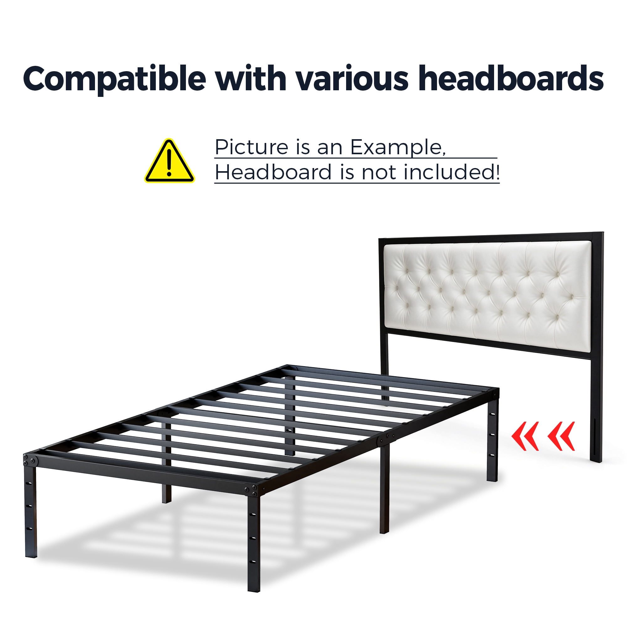 Leumius Metal Bed Frame,Twin Bed Frame with Storage Space,Heavy Duty Sturdy Mattress Foundation,Easy Assembly,No Box Spring Needed,Black